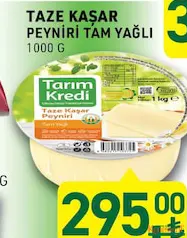 TARIM KREDİ TAZE KAŞAR PEYNİRİ TAM YAĞLI 1000 G fiyat ve kampanya bilgisi